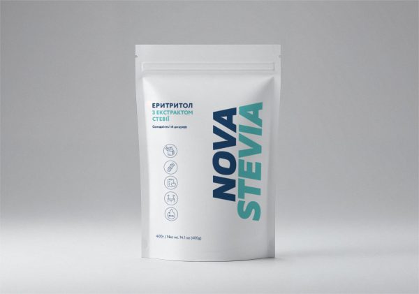 Еритритол + Стевія 1:4 Nova Stevia, натуральний підсолоджувач (400 г)